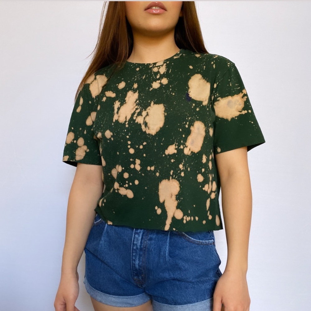 Polo Ralph Lauren Green Bleached Crop Top Shirt